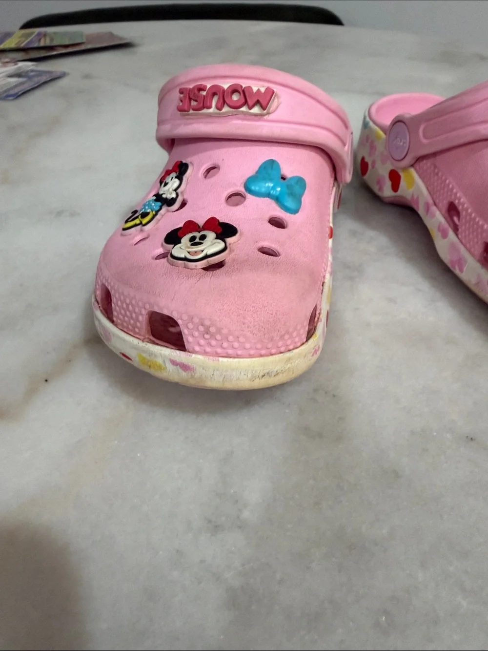 Girls Pink Minnie Mouse Croc Sandals